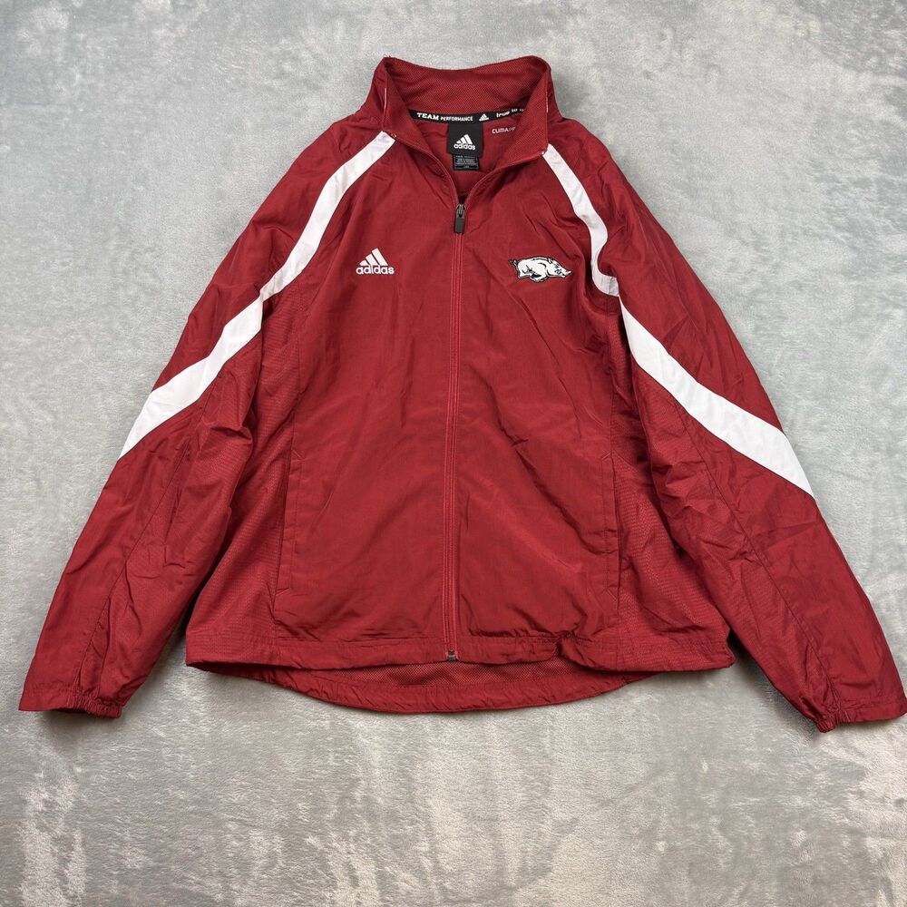Adidas Climaproof Arkansas Razorbacks Full Zip Jacket Red Team Performance L